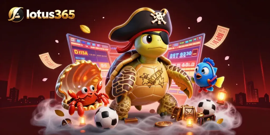 Elevate your betting experience with lotus365's vibrant sports and casino scene featuring dynamic characters and rich visuals.