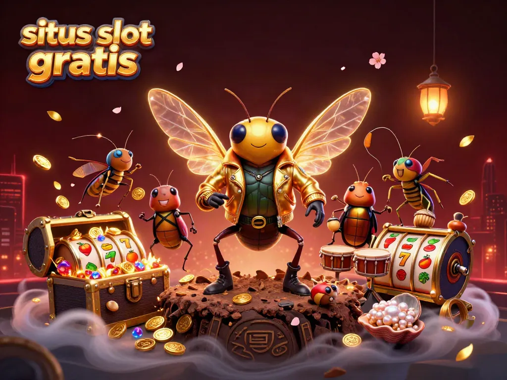 Experience exciting situs slot gratis gameplay with colorful characters and rich casino imagery.
