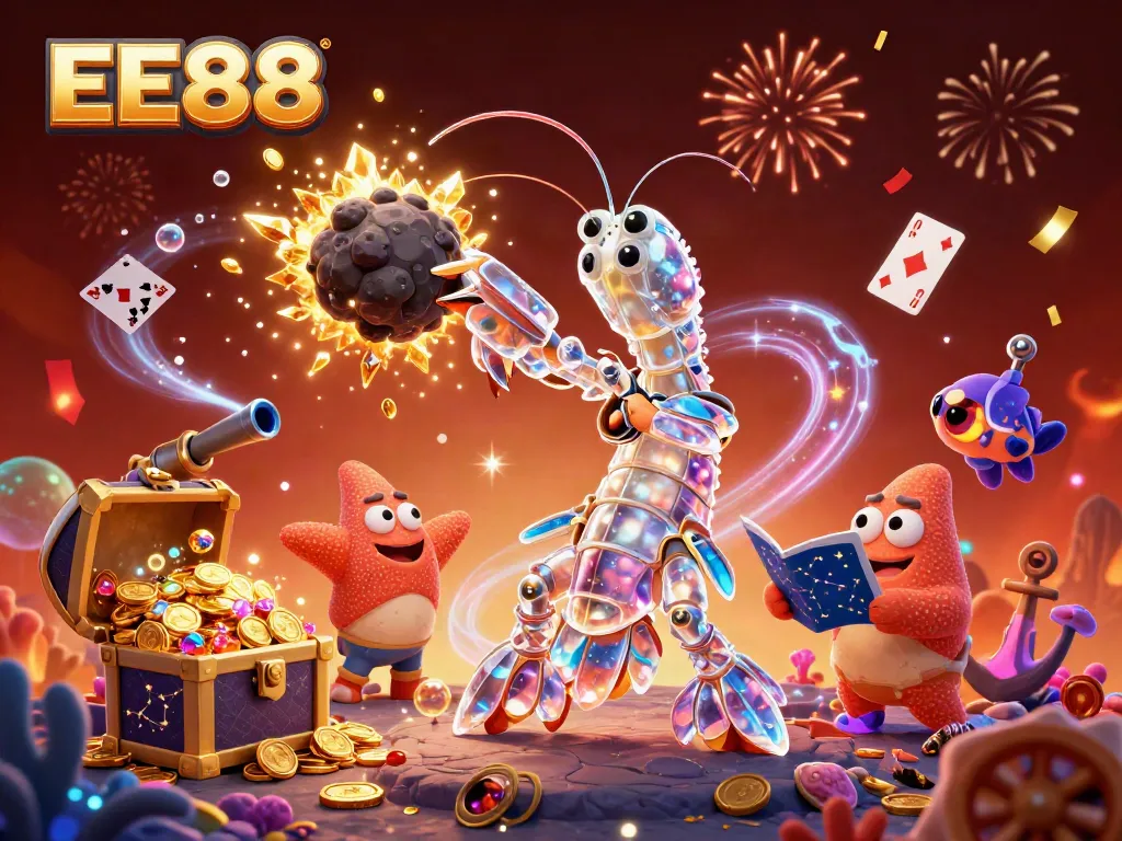 Engage with the vibrant world of EE88 casino through an exciting 3D illustration featuring thrilling gameplay elements.