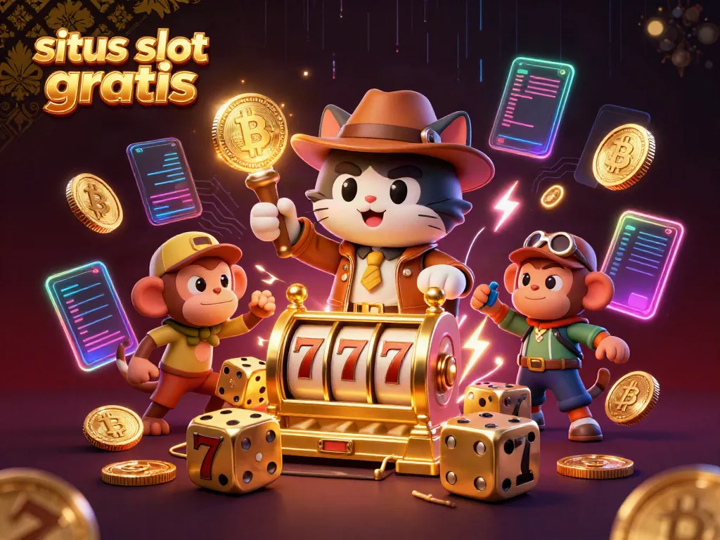 Experience situs slot gratis with an illustrated 3D uncovering of slot treasures in a dynamic treasure hunt scene.