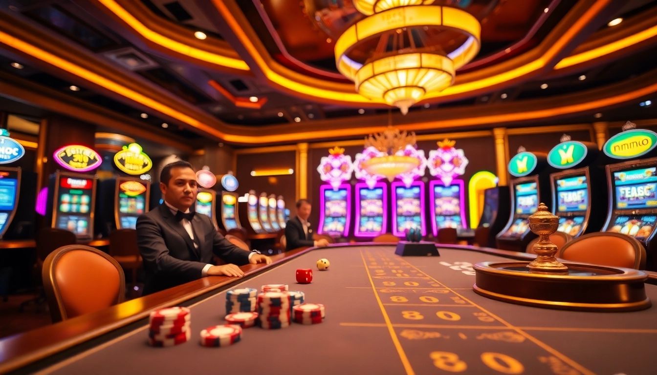 Experience the thrill of mmoo casino games with vibrant tables and exciting slot machines.