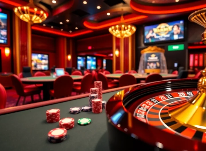 Engaging poker action at 789pcenter.it.com with colorful chips and a roulette wheel.