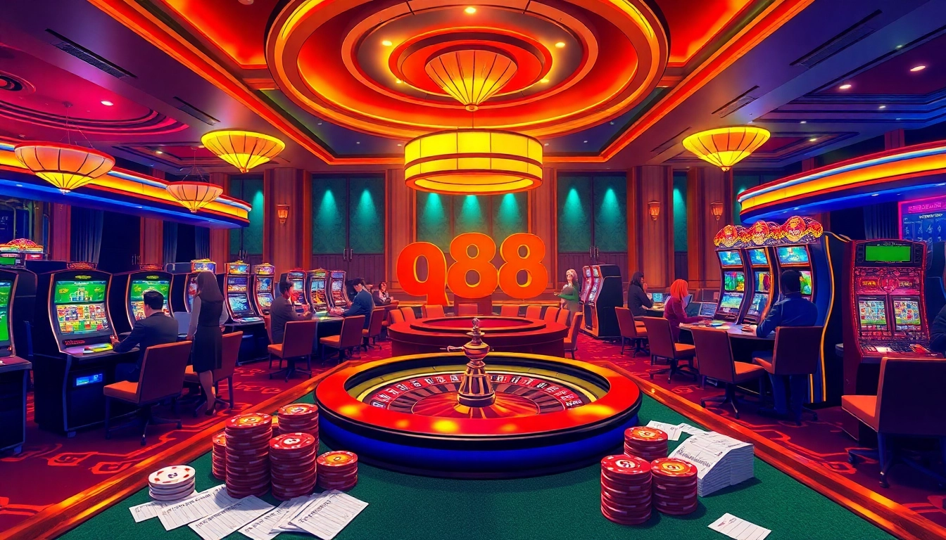 Engage with the captivating atmosphere at qh88 casino, featuring active players and exciting gaming elements.