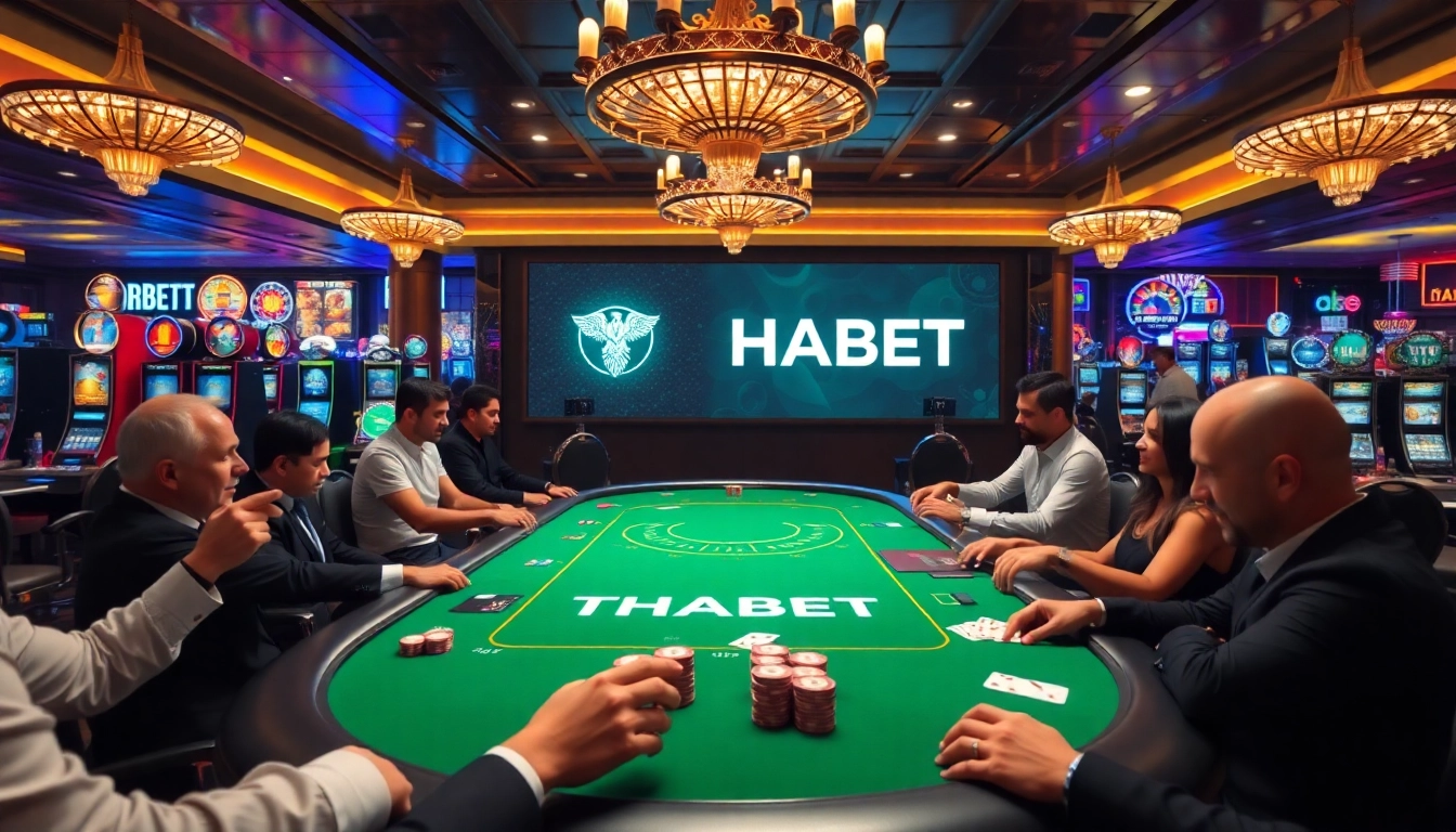 Thrilling game action at THABET casino table with vibrant atmosphere and excited players.