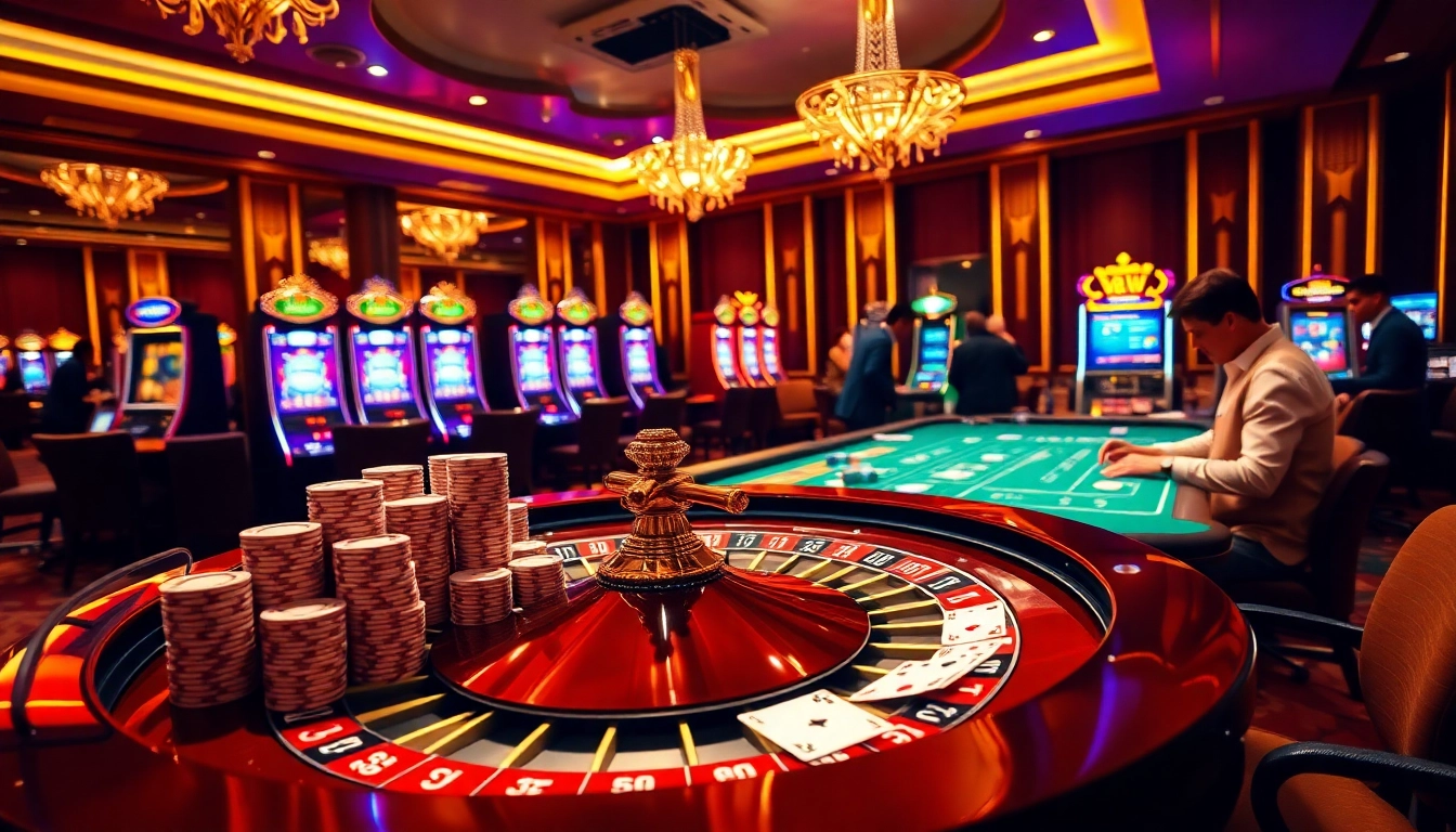 Experience high-stakes gaming at 68VIP's luxurious casino tables filled with vibrant action.