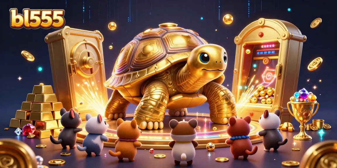 Experience the thrill of winning at bl555 with this colorful casino illustration featuring a tortoise pinball!