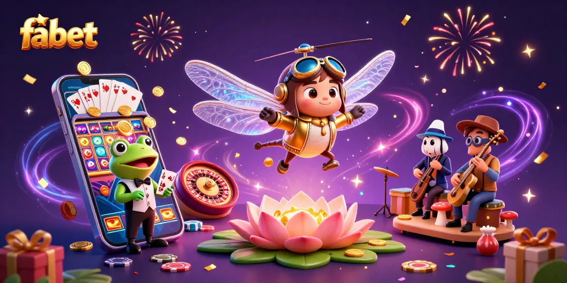 Engage with fa bet and win in this vibrant casino illustration featuring unique characters and games.