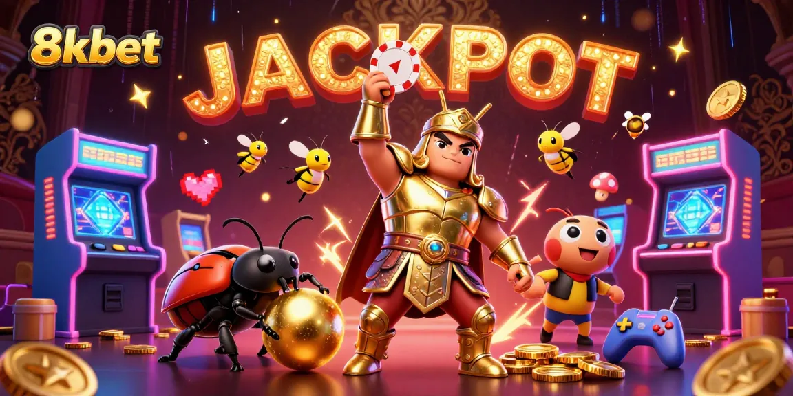 Experience the thrill with 8kbet featuring vibrant gameplay elements in a stunning 3D illustration.