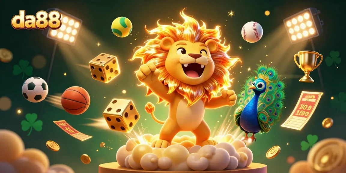 da88 captures thrilling moments in sports betting with vibrant characters and dynamic elements.