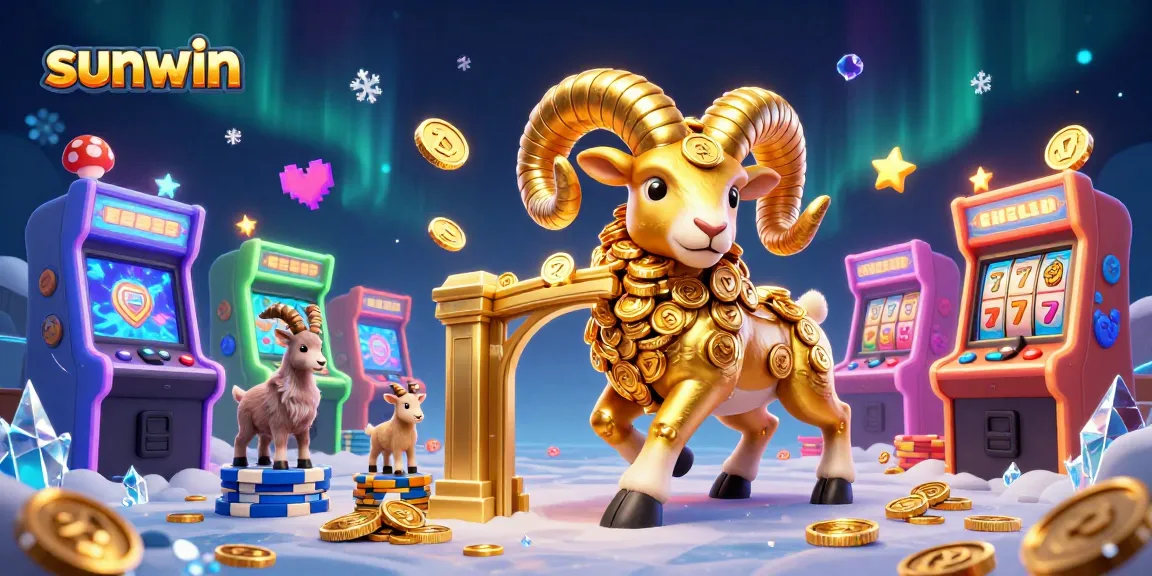 Engage with sunwin's vibrant online gaming scene featuring a golden ram and immersive slot elements.