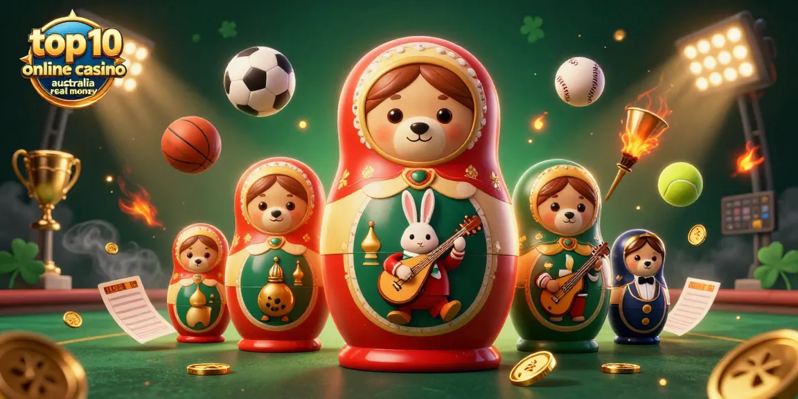Explore top 10 online casino Australia real money with fun 3D illustration of engaging bears and dynamic casino elements.