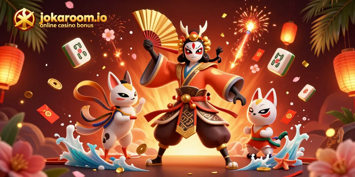Experience the excitement with jokaroom.io online casino bonus, featuring vibrant 3D characters and many gaming elements.