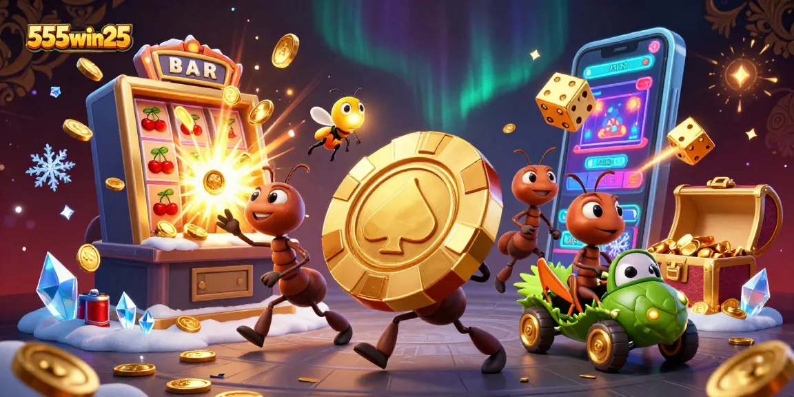 Engage with exciting 555win25 gaming adventures featuring a team of ants in a heist scene.