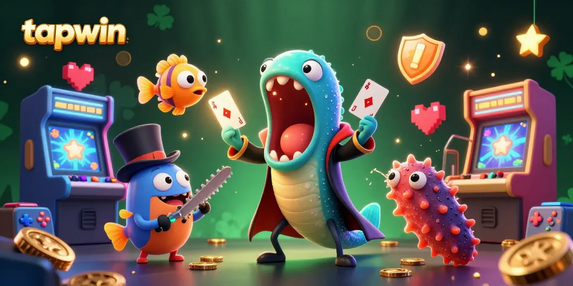 Join the tapwin gaming action in a vibrant casino scene featuring unique creatures performing magic tricks.